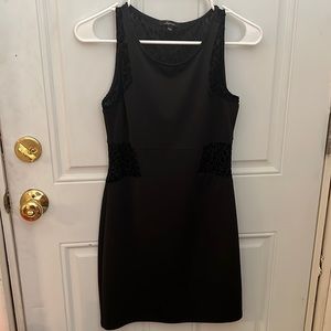 Black Soprano Body Con Dresss with Cheetah Illusion Details